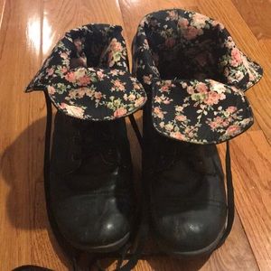 Floral combat boots